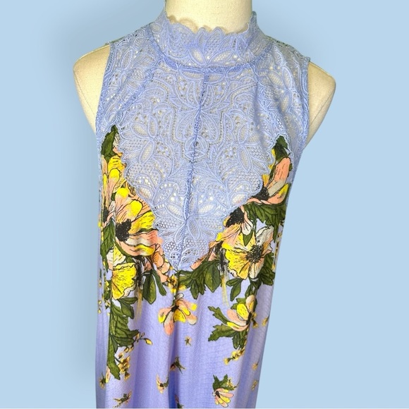 Free People ‘Marsha’ Printed Lace Slip Dress in “Periwinkle Sky” Size Large - Picture 5 of 16